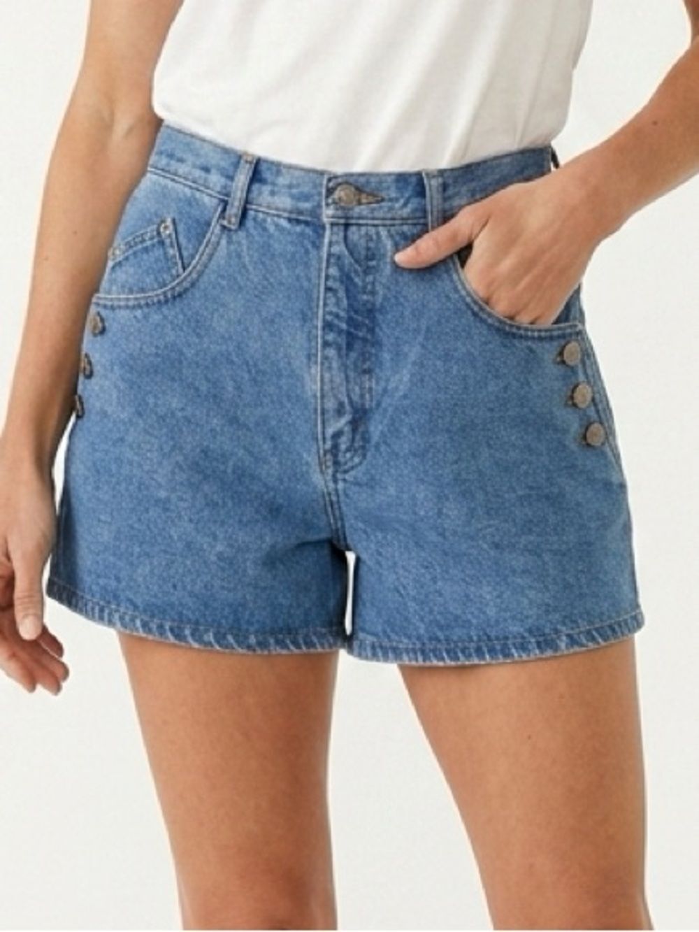DENIM REPUBLIC | Vintage High-Rise Denim Shorts Button Detail Women’s Size 13/14